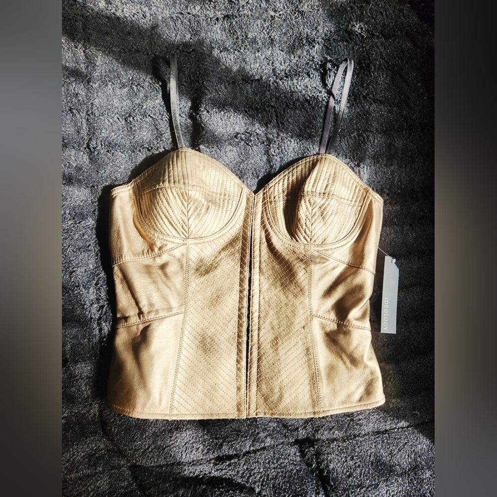 Gold Leather Corset Top M